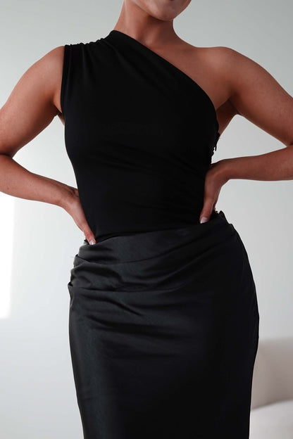 Silk Temptress One Shoulder Maxi Dress