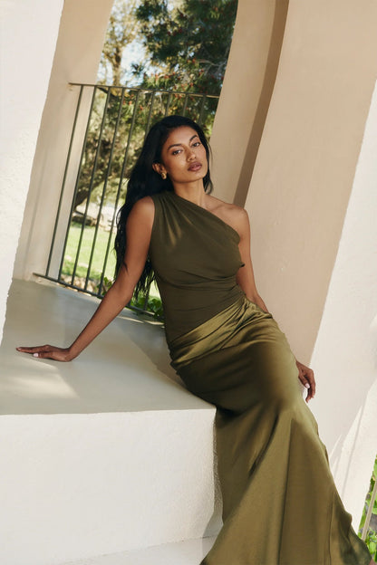 Silk Temptress One Shoulder Maxi Dress
