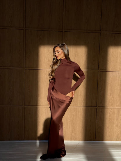 Silk Temptress Long Sleeve Maxi Dress