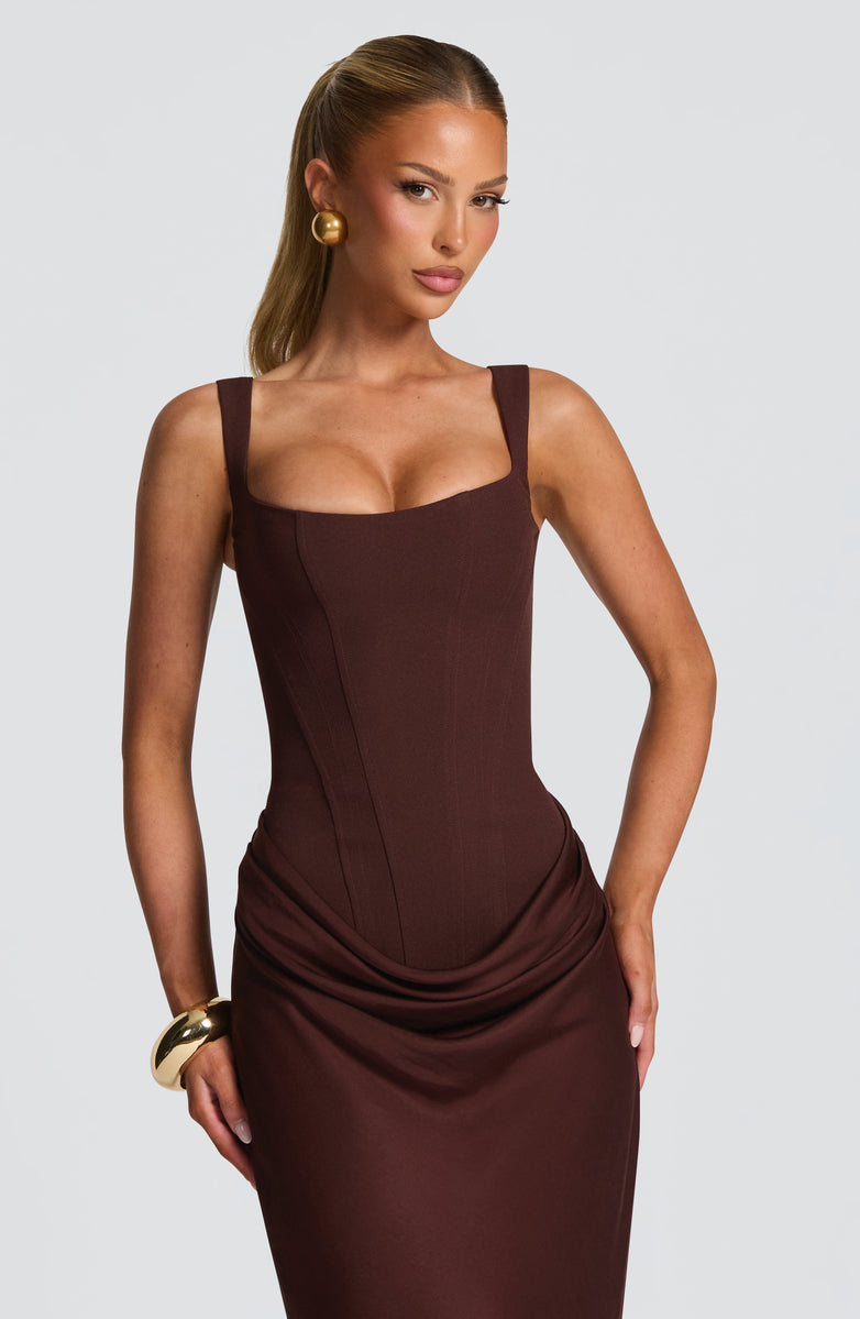 Silk Temptress Corset Maxi Dress