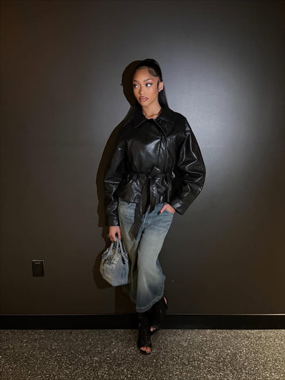 Ryder Faux Leather Peplum Jacket