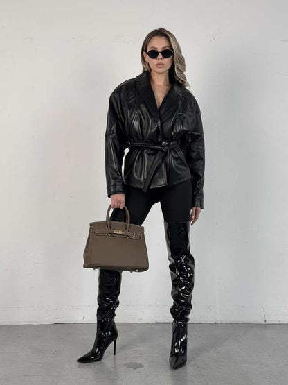 Ryder Faux Leather Peplum Jacket
