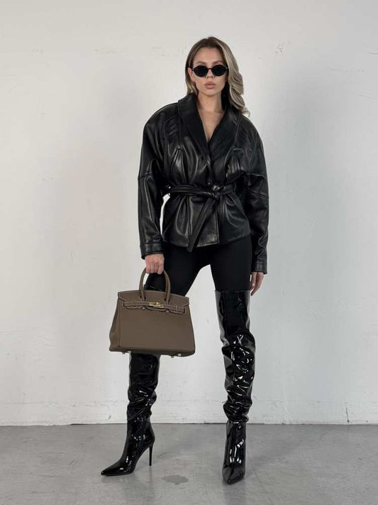 Ryder Faux Leather Peplum Jacket