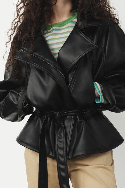 Ryder Faux Leather Peplum Jacket