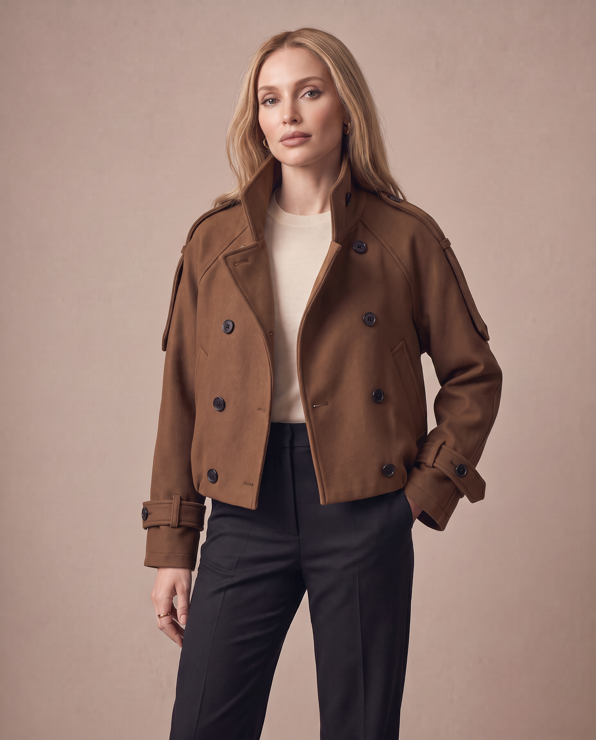 Chic High Neck Cropped Coat