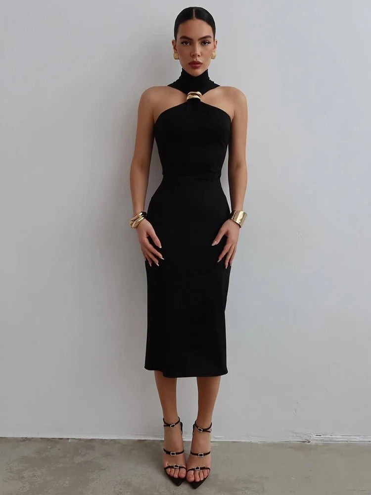 Zarinè Sculpted Halter Midi Dress