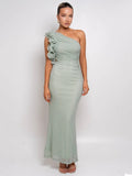 Frosted Floral Off Shoulder Maxi Dress