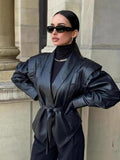 Axis Faux Leather Belted Jacket