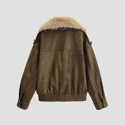 Duchess Faux Suede Leather Fur Jacket