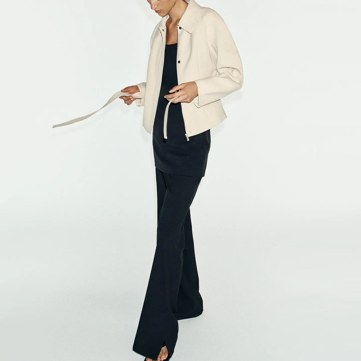 Belted Tailored Cropped Jacket