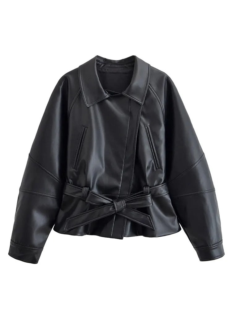 Ryder Faux Leather Peplum Jacket