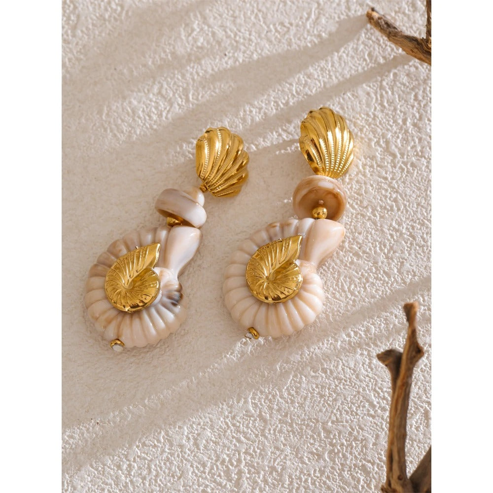 Capri Gold Shell Earrings