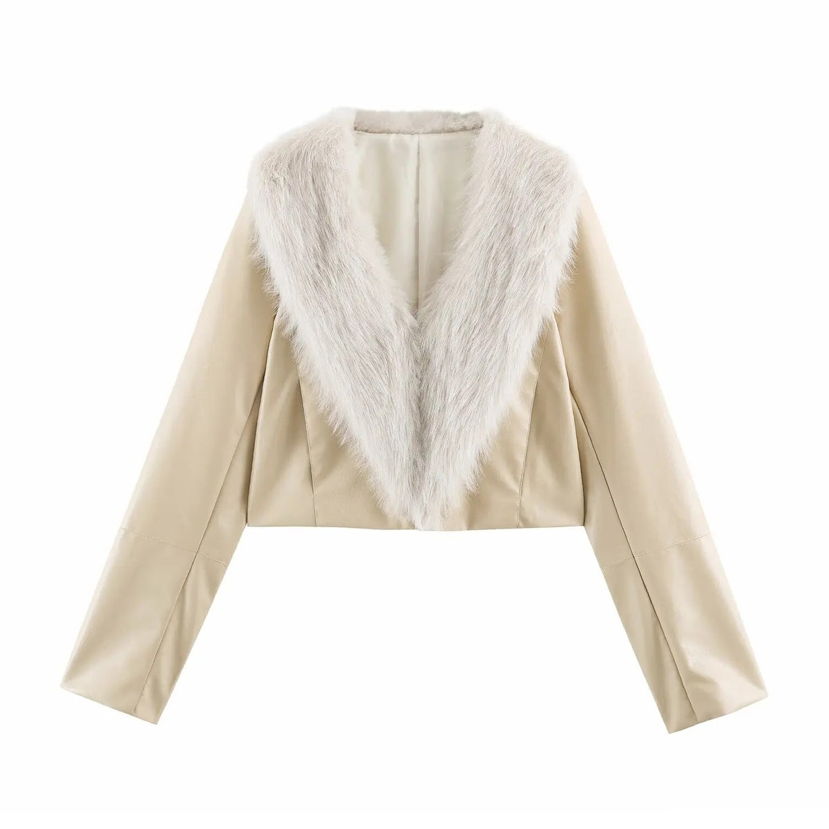 Faux Leather Fur Cropped Jacket