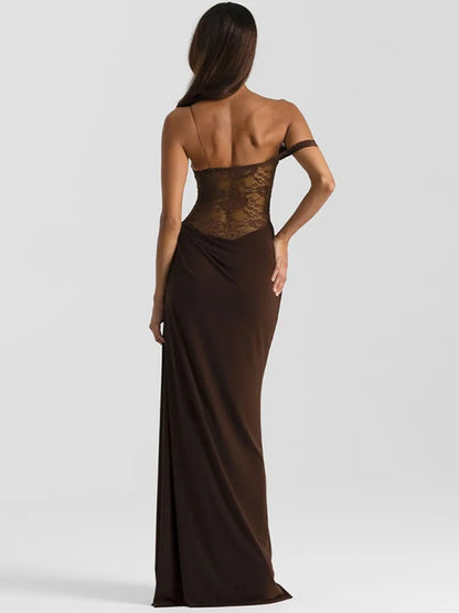 Mirevella One Shoulder Lace Maxi