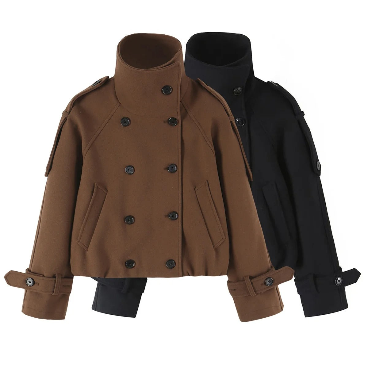 Chic High Neck Cropped Coat