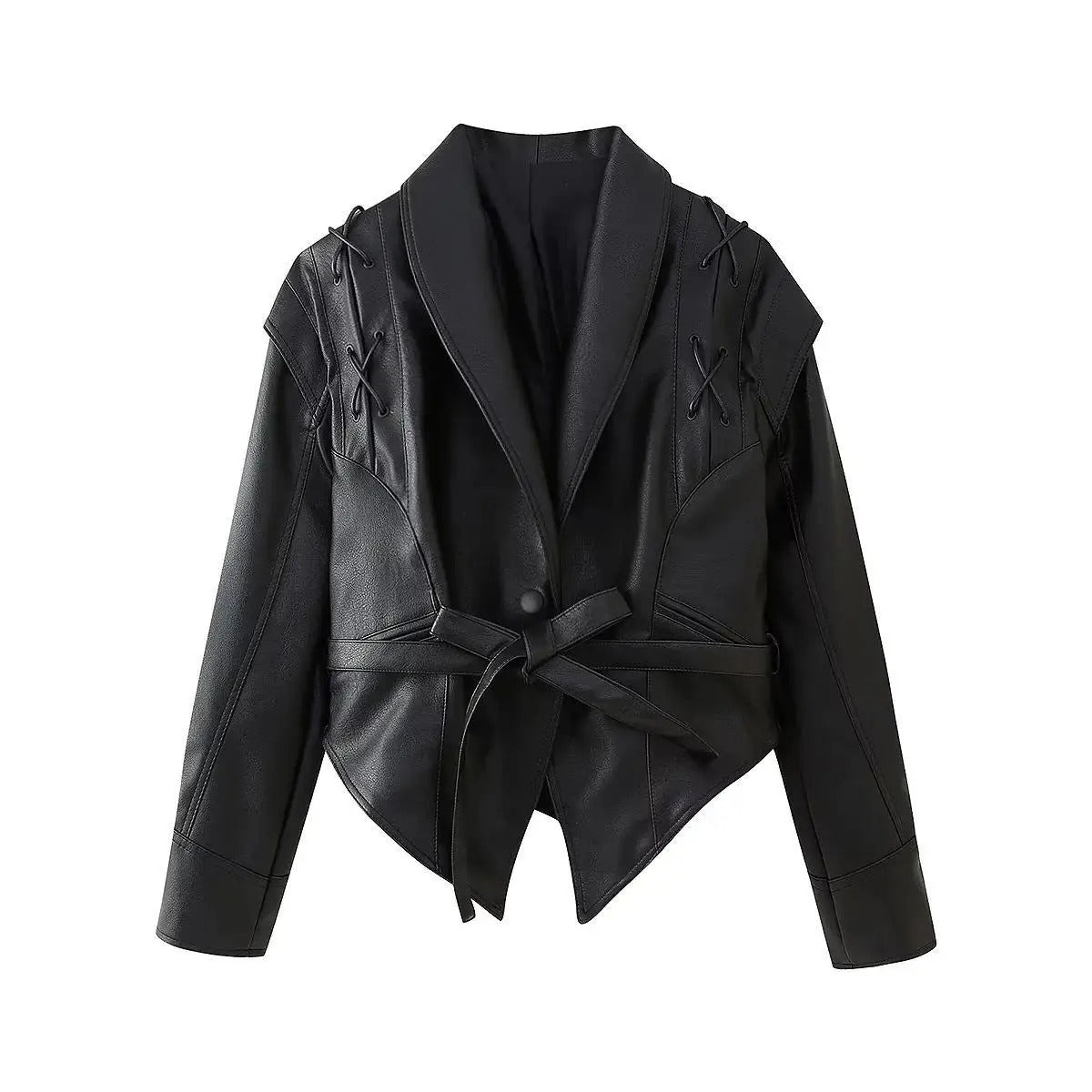 Axis Faux Leather Belted Jacket