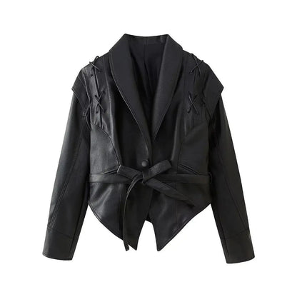 Axis Faux Leather Belted Jacket