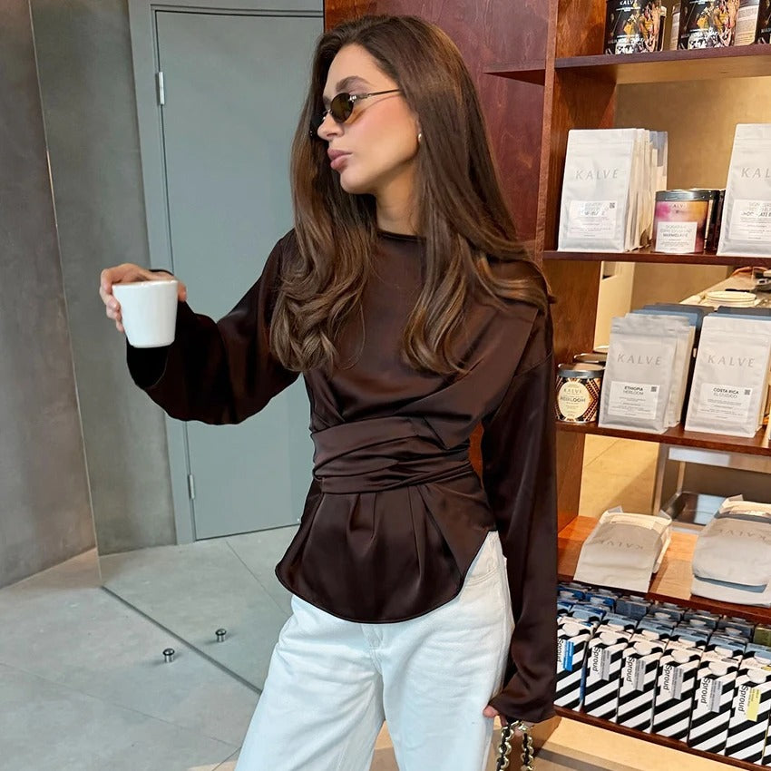 The Cocoa Satin Blouse