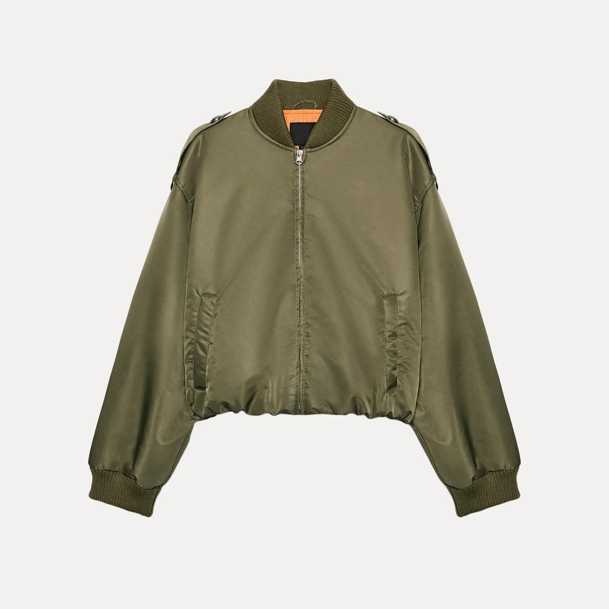 Green Buckle Detail Bomber Jacket