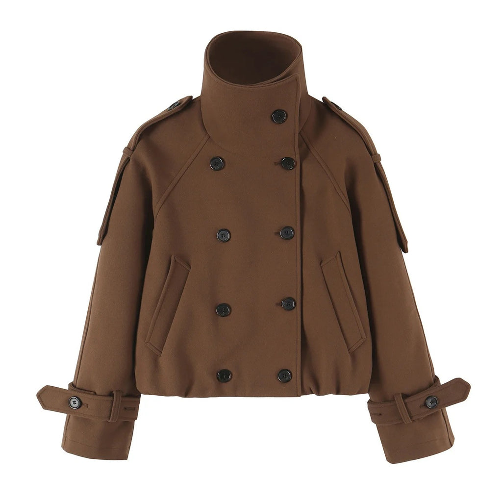 Chic High Neck Cropped Coat