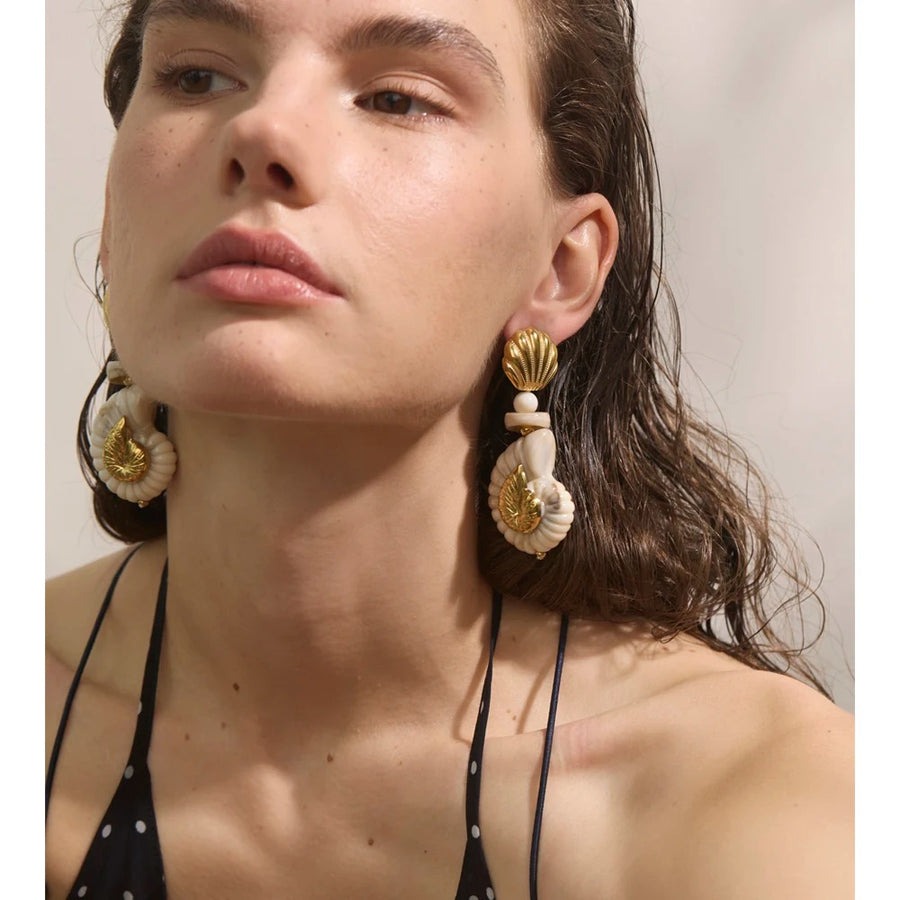 Capri Gold Shell Earrings