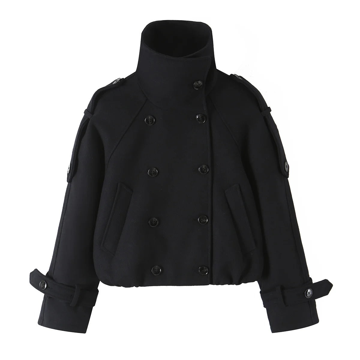 Chic High Neck Cropped Coat