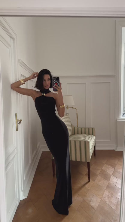 Zarinè Sculpted Halter Maxi Dress